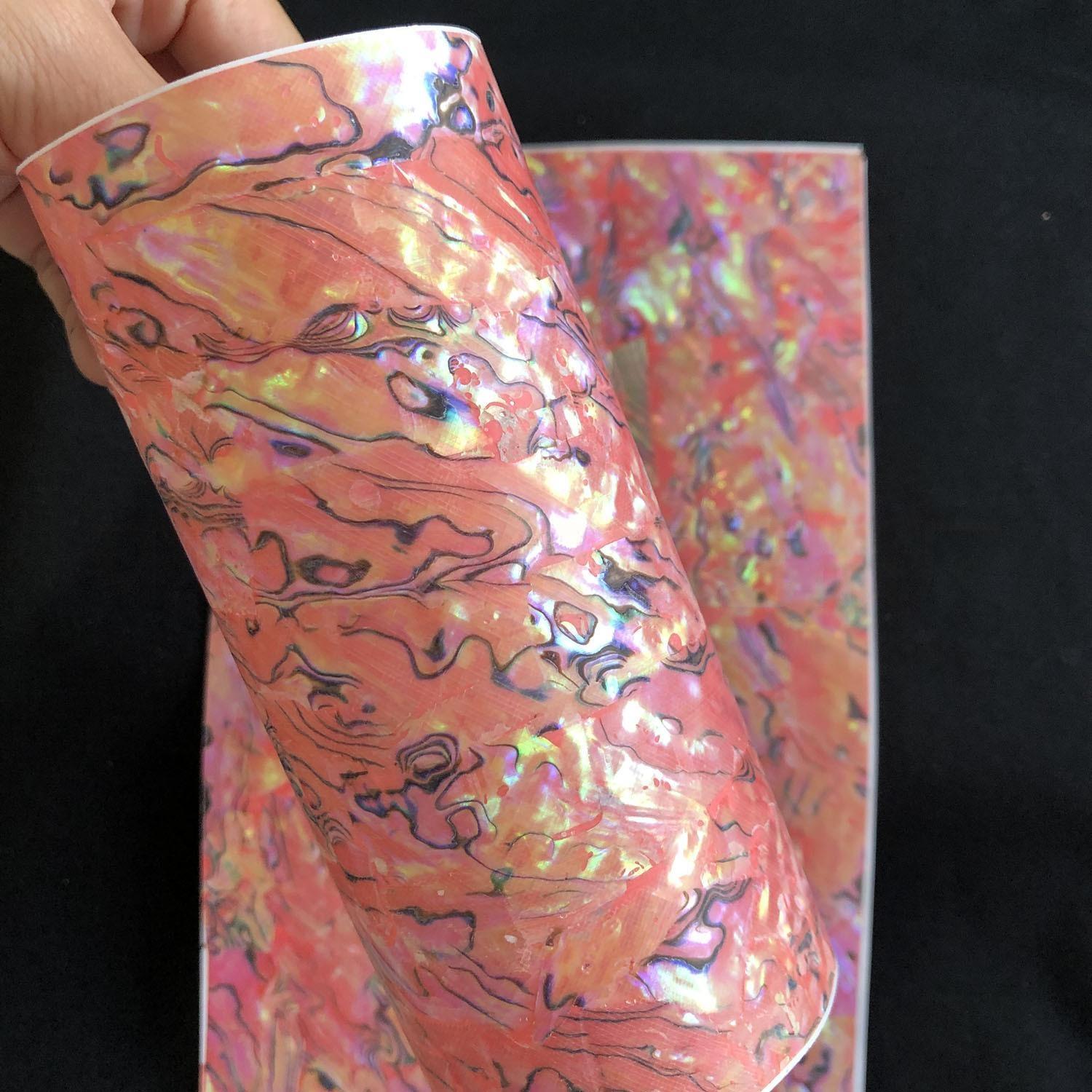 Natural flexible abalone with adhesive shell sheet