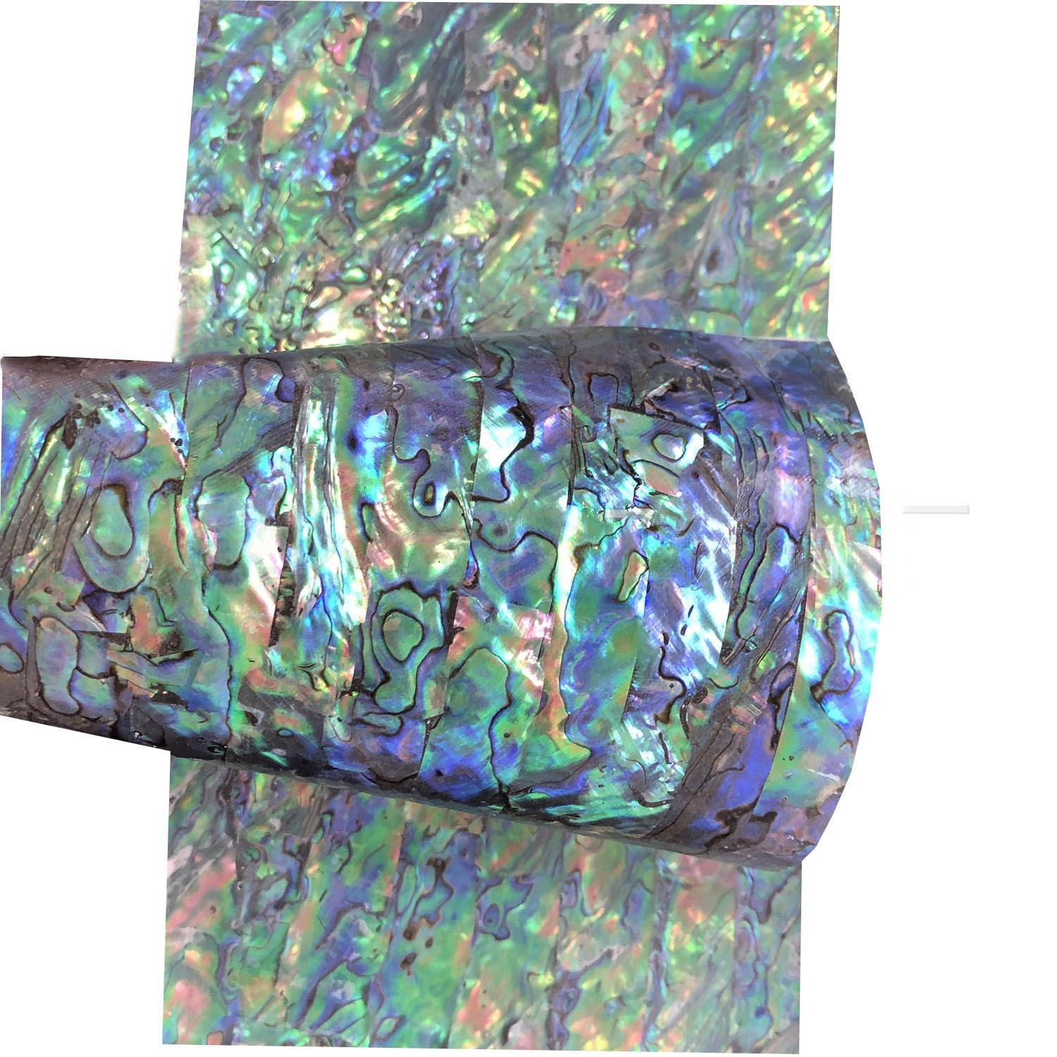 Natural flexible abalone with adhesive shell sheet