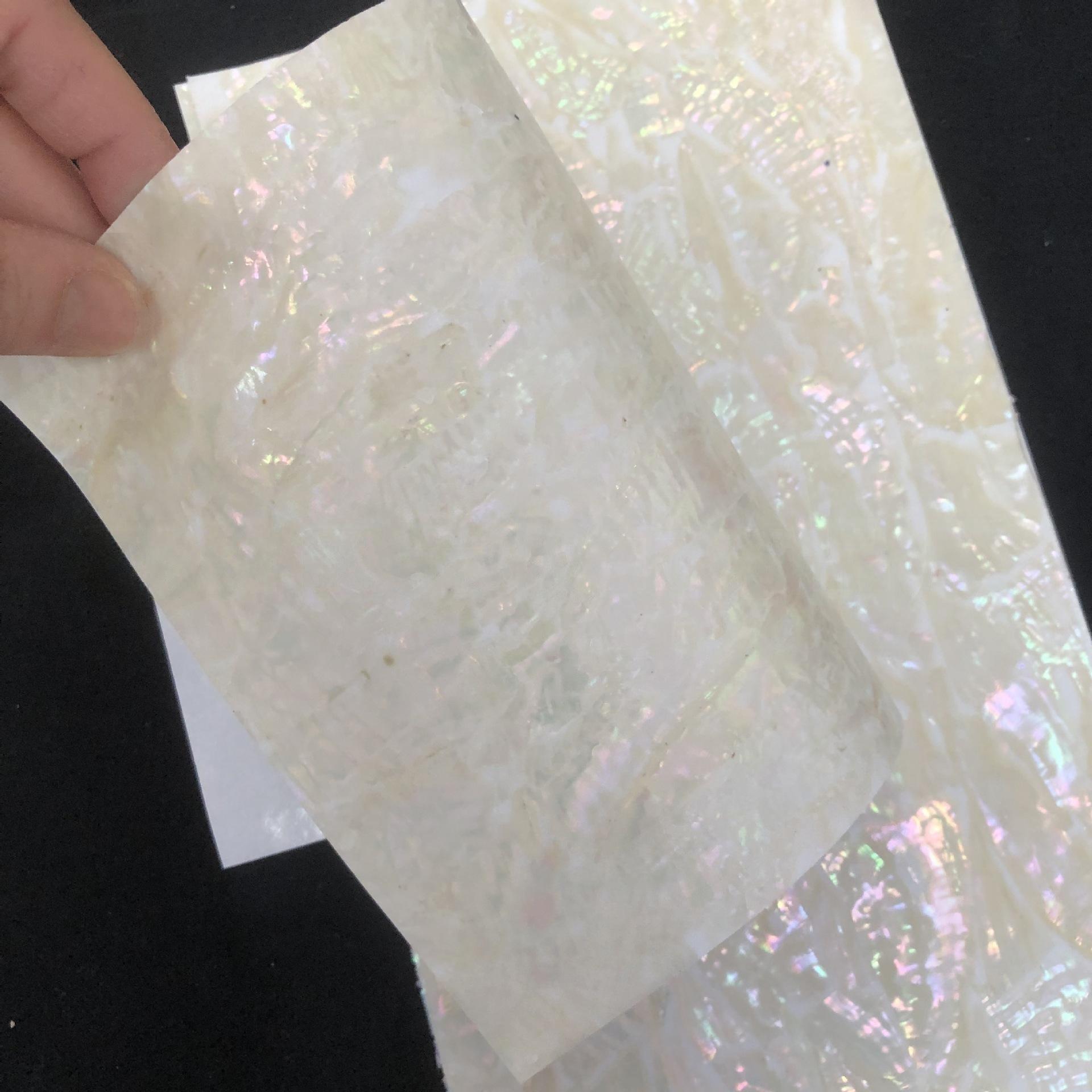 Natural flexible abalone with adhesive shell sheet